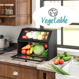 Vriccc Black Bread Box for Kitchen Counter, Large Bread Storage Container, Double Layer Bamboo Wooden Large Capacity Bread Storage Bin Vriccc