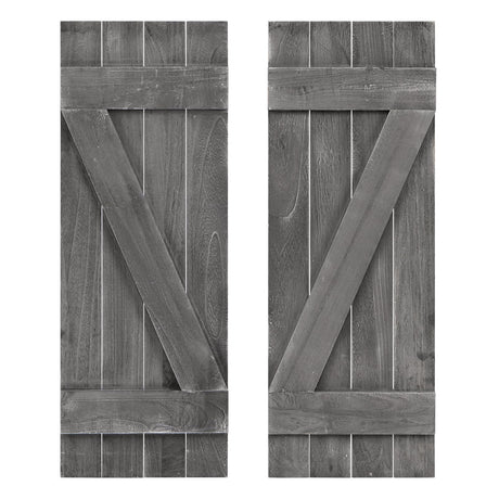 Giantex Set of 2 Shutters for Windows, Farmhouse Wall Decor, Paulownia Wood, Wall Mounted Hardware Included, Rustic Window Shutters for Outside Inside (Rustic Gray, 36'' x 13'') Giantex