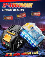 Urjoai Cordless Impact Wrench - 590Ft-lbs (800N.m) Brushless 1/2 inch, 3300RPM High Torque Impact Gun, 2x 4.0Ah Battery, Charger & 7 Sockets, Electric Impact Wrench for Car Home Urjoai