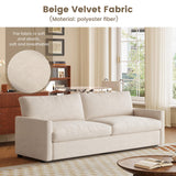 QEZEOM Small Loveseat Sofa, 70.07" Modern Upholstered Couch for Small Spaces, Comfy 2-Seater Sofa with Soft Polyester Velvet, Breathable & Easy to Clean, Cream White QEZEOM