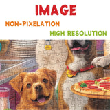Dog Puppy Pizza Puzzles for Adults 1000 Pieces, Food Kitchen Jigsaw Puzzle, Animals Funny Puzzles BBOLDIN