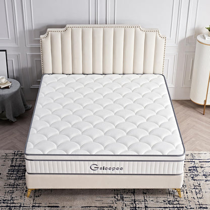 Gsleepee King Mattress, 10 Inch King Size Mattress in a Box, Gel Memory Foam Hybrid Mattress for Motion Isolation, Soft and Comfortable Mattress, Pressure Relief, Medium Firm Support