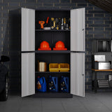 Anxxsu Metal Storage Cabinet, 71" Steel Cabinet with 2 Adjustable Shelves, Locking 4 Doors File Cabinet for Home, School, Office, Hospital, Garage Storage (Grey White) Anxxsu