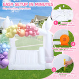Toiyjofe White Bounce House, Inflatable Bouncer Castle with Slide, Air Blower, Ball Pit, Bouncy Castle for Indoor Outdoor Birthday Party Wedding Decor Backyard for Kids 3-8Y (10FT X 10FT X 7FT) Toiyjofe