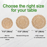 Laquedecraft 13.8" Round Corn Husk Placemats Set of 6 | Boho Rattan Woven Table Mats | Farmhouse Spring Plate Chargers Like Water Hyacinth, Seagrass for Wedding, Party, Christmas, Events Laquedecraft
