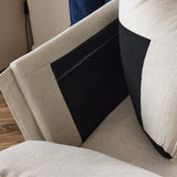 Karl home Sectional Sofa Modular Deep Seat Sofa Couch with Ottoman, Linen Sofa Sleeper Comfy Upholstered Furniture for Living Room, Apartment, Studio, Office, (3-Seat & 1-Ottoman, Beige) Karl home