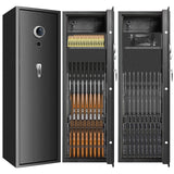 TOLEBLID [2025 New] 7-8 Fireproof Biometric Gun Safes for Home Rifle and Pistols, Heavy Duty Anti-Theft Long Gun Safes for Rifles and Shotguns with 3 Handgun Pocket, Removable Shelf, Silent Mode TOLEBLID