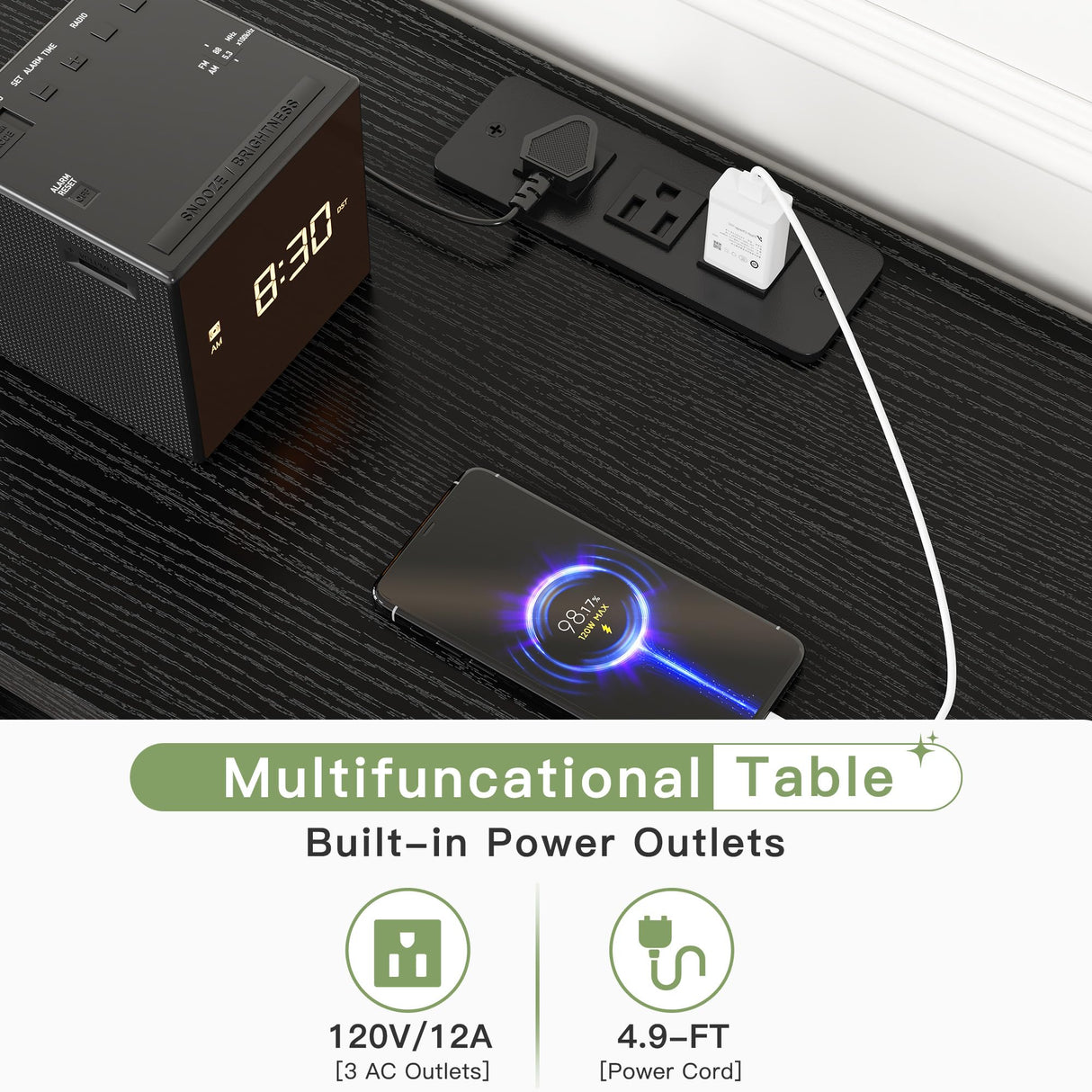 EnHomee Black Dresser for Bedroom with Charging Station, 8 Drawers Dressers & 55 inch TV Stand for Bedroom, Fabric Chest of Drawers with Open Shelves, Sturdy Dresser for Closet Living Room, Hallway EnHomee