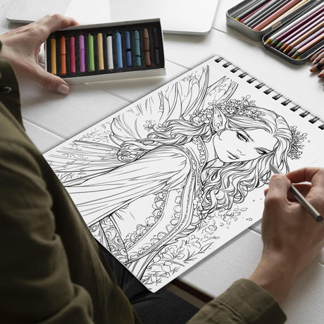 Netecom Gothic Fairies Coloring Book for Adults, Spiral Bound Edition, Softcover, 30 Intriguing Coloring Pages of Dark Fairy for Stress Relief and Relaxation Netecom