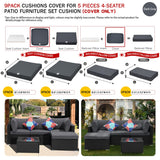 9 Pack Patio Cushion Covers Set Outdoor Furniture Cushion and Pillow Cover Replacement Fit for 5 Pieces 4-Seater Wicker Rattan Patio Sectional Sofa Chair Couch Set,Dark Gray-Cover Only (Large) ClawsCover