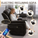 Zero Gravity Power Reclining Loveseat Sofa with Adjustable Headrests, Power Loveseat Recliner with Console, Electric 2-Seater Recliner Couch for Living Room (Foil Fabric, Charcoal Grey) CALIVIA