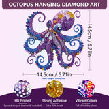Celegoods Octopus Diamond Art Hanging Kits for Adults Beginners, Rhinestone Beads Acrylic Hanging Pendant Diamond Painting Dots Art Small Kits Hanging Decor, DIY Craft for Home Garden Decor Celegoods