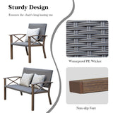 Domi Aluminum Patio Furniture Set, 4-Piece Modern Conversation Set with Cotton Padding Backrests and Seats, Outdoor Sectional Metal Sofa Set with 5.5 Inch Cushion and Coffee Table for Balcony, Garden domi outdoor living