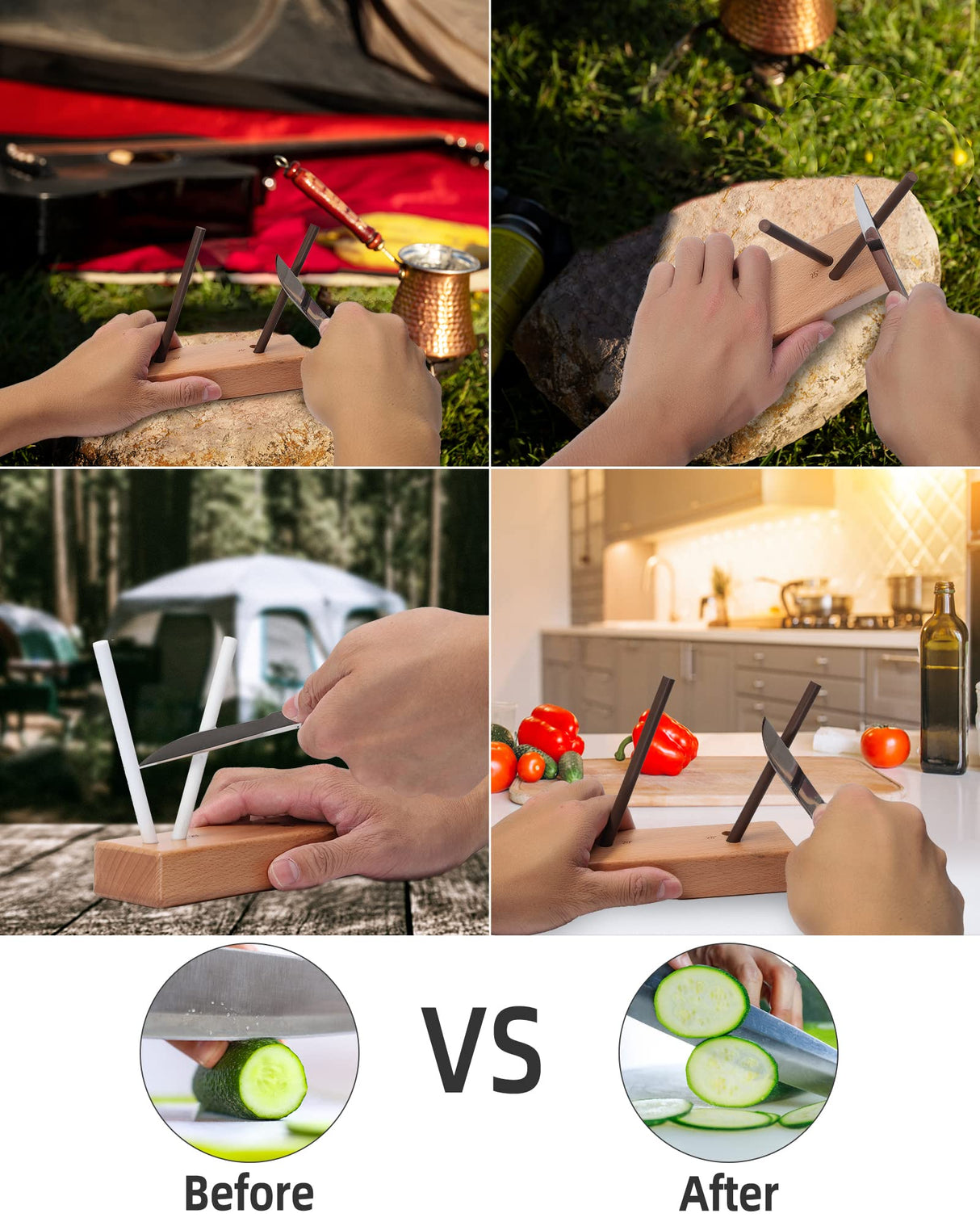 4-Rod Turn Box, Ceramic Sharpener Rod from Kitchen Sharpening Tool, Portable Manual Ceramic Sharpening Rod Uiozr