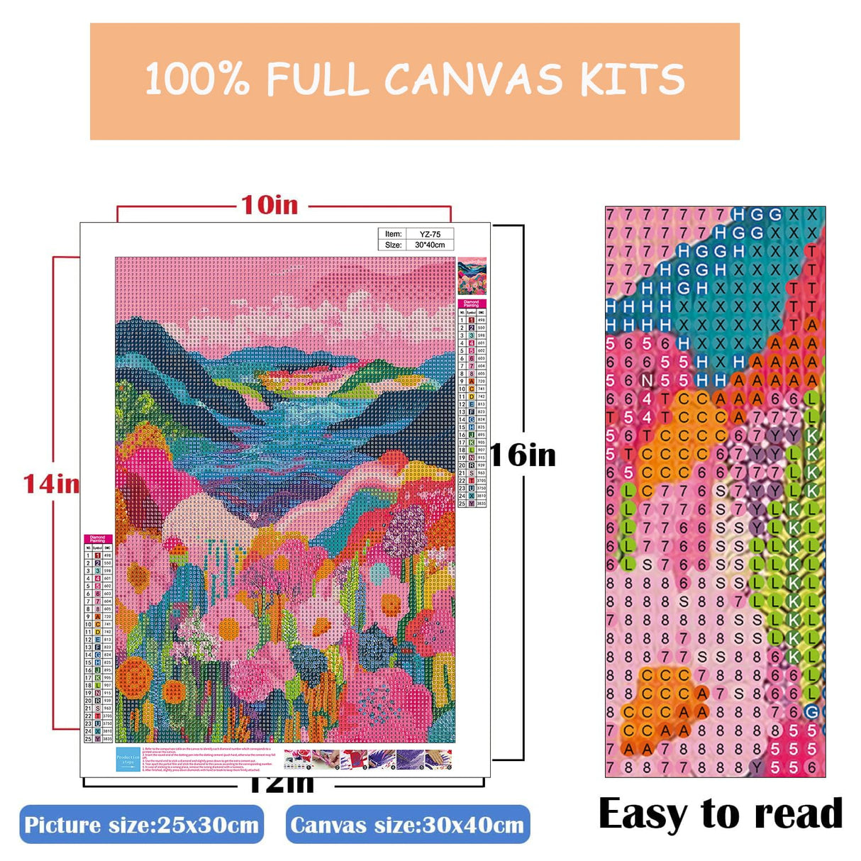 Eterkosu Mountain Flowers Diamond Art Painting Kits for Adults,5D DIY Scenery Diamond Art Paint with Diamonds for Home Decor,Full Drill Diamond Dots Painting for Adults Beginners Gem Art Pictures Eterkosu