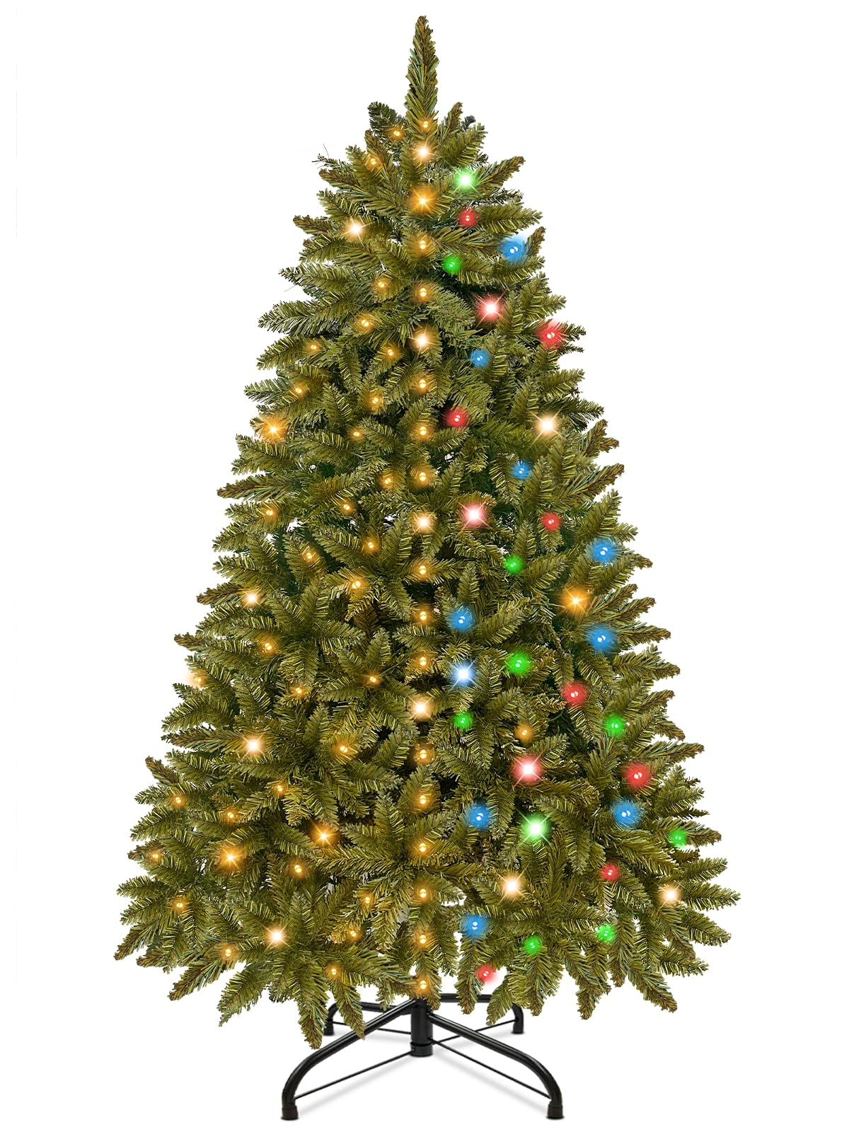 [ 8 Modes & Very Thick ] 6 Ft Prelit Artificial Full Christmas Tree with 300 LED Lights, Realistic Feel 870 Branch Tips, Metal Stand, UL Plug Premium Hinged Xmas Tree Indoor Outdoor Home Decor