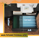 DEVAISE File Cabinet with Charging Station, 1-Drawer Lateral File Cabinets with Lock for Home Office, Wooden Rolling Printer Stand with Shelves, Black DEVAISE