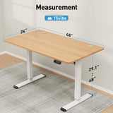 MOUNTUP Height Adjustable Electric Standing Desk Whole-Piece, 48 x 24 Inches Quick Assembly Sit Stand Desk, Stand Up Desk with Memory Controller, Ergonomic Desk, Oak MOUNTUP