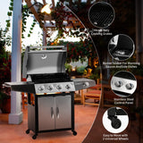 MASTER COOK Gas Grill, BBQ 4-Burner Cabinet Style Grill Propane with Side Burner, Stainless Steel MASTER COOK