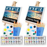 ESRICH 52PCS Acrylic Paint Set, Painting Supplies with 2*12 color acrylic paint (12 ml), 20 brushes, 4 boards, 2 wooden frames, 2 plates, Acrylic Painting Kits for Kids, Adults, Artists and Beginners ESRICH