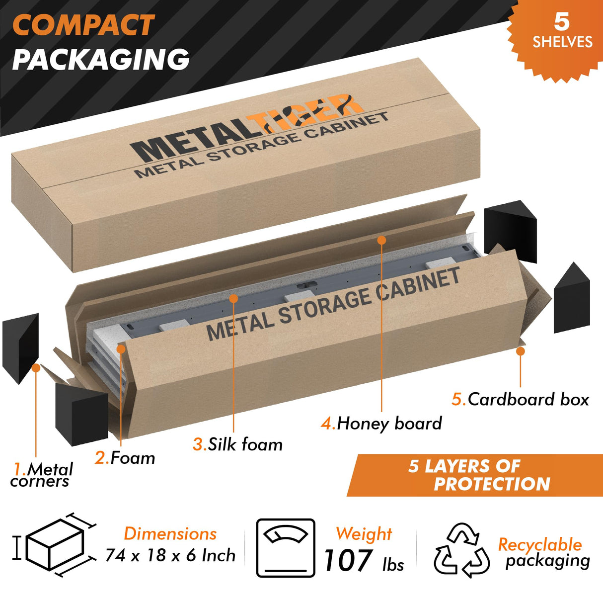 METALTIGER Extra-Spacious Metal Storage Cabinet with Wheels Digital Lock - Garage Storage Cabinet, 72" Rolling Lockable Cabinet (Dark Gray) METALTIGER