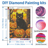 NWQZBYHT Halloween Diamond Art Kits for Adults, Cat Pumpkin 5D Diamond Painting Kits for Beginner,Round Full Drill Gem Art for Adults,DIY Diamond Dots Painting Crafts Home Wall Decor 12x16 Inch NWQZBYHT