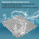 12” x 12” Drainage Interlocking Floor Tiles, 12 Pack Non-Slip Pool Deck Drain Tiles for Flooring, Soft PVC Splicing Modular Cushion Mats, Rubber Floor Tiles with Holes for Shower Basement Garage Shed EVANCENT