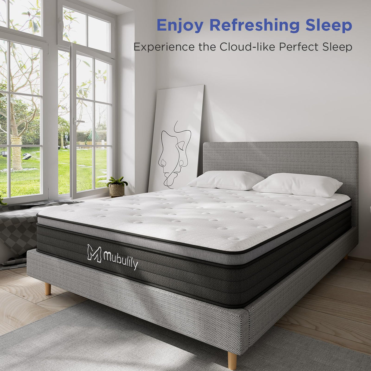 Mubulily King Mattress,8 Inch Hybrid Mattress in a Box with Gel Memory Foam,Motion Isolation Individually Wrapped Pocket Coils Mattress,Pressure Relief,Medium Firm Support,CertiPUR-US. Mubulily
