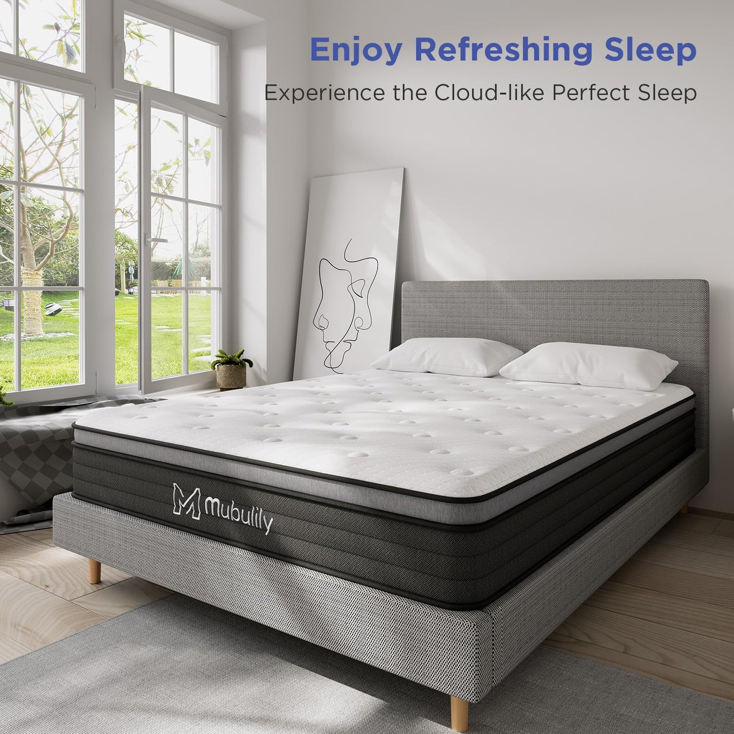 Mubulily King Mattress,8 Inch Hybrid Mattress in a Box with Gel Memory Foam,Motion Isolation Individually Wrapped Pocket Coils Mattress,Pressure Relief,Medium Firm Support,CertiPUR-US.