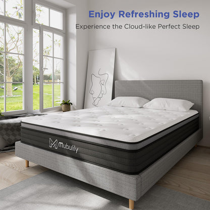 Mubulily King Mattress,8 Inch Hybrid Mattress in a Box with Gel Memory Foam,Motion Isolation Individually Wrapped Pocket Coils Mattress,Pressure Relief,Medium Firm Support,CertiPUR-US.