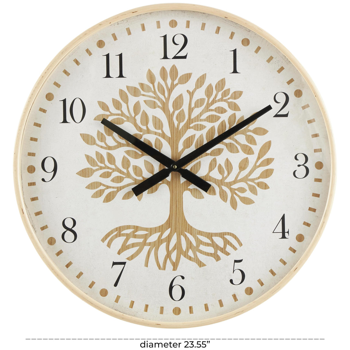 Deco 79 Wooden Tree Decorative Wall Clock Wall Clock for Home with Cream Backing, Wall Clock for Room 24" x 2" x 24", Brown Deco 79