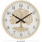 Deco 79 Wooden Tree Decorative Wall Clock Wall Clock for Home with Cream Backing, Wall Clock for Room 24" x 2" x 24", Brown Deco 79