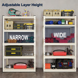 ZEUKMXOO Storage Shelving Unit, 5 Tier Garage Shelves Heavy Duty, 60''H Adjustable Metal Shelving Unit,2000LBS Black for Pantry, Basement, Warehouse, Kitchen, Pantry and Closet (1, White) ZEUKMXOO