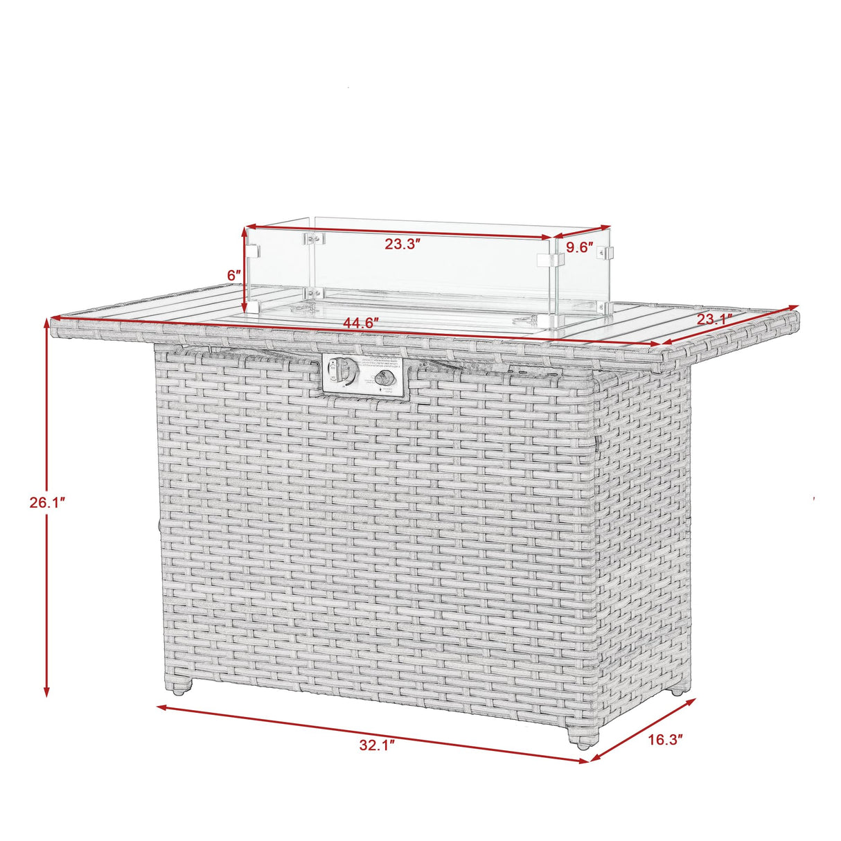 UIXE Outdoor Patio Furniture Sets with Propane Fire Pit Table, 10 Pieces Wicker Patio Sectional Sofa Lounge Couch Seating PE Rattan Conversation Set Includes 45" Gas Fire Table, Light Gray UIXE