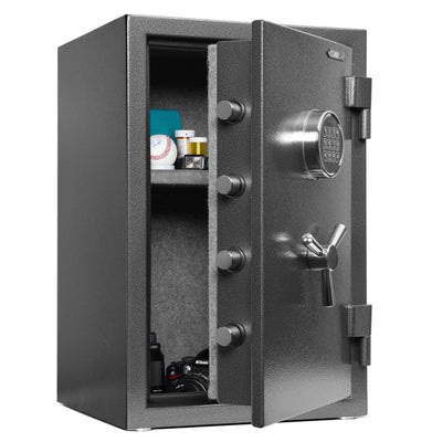 ISLANDSAFE 1200°F Fireproof and Waterproof Digital Safe Box, Digital Fire Proof Safe with 3 Spoke Detachable Handle, Personal Safe for Home Office Money Gun (2.88Cubic Feet Black)