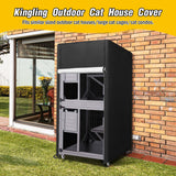 Kingling Outdoor Cat House Cover 25 Inch，Waterproof Catio Covers for 4 Tier Catio Outdoor Cat Enclosure with Wheels Weatherproof Cat Houses Cover for Outsides- 25" L x 25" W x 62" H(Black) Kingling