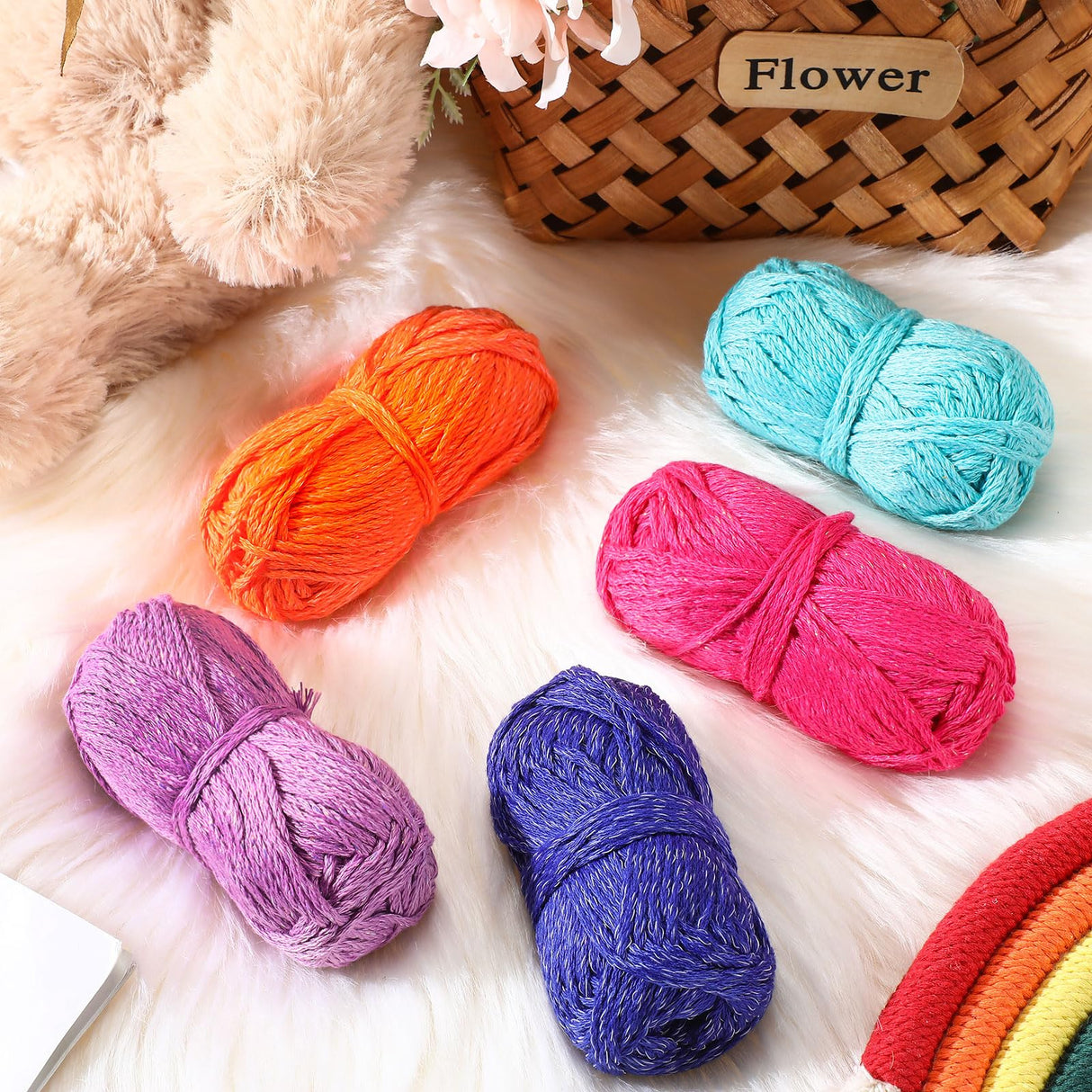 WILLBOND 5 Rolls Glow in The Dark Yarn Luminous Crochet Yarn for Crocheting DIY Knitting Glow Fingering Sewing Supplies for Arts Crafts Sewing Party Supplies, 54.7 yd Per Roll (Elegant Colors) WILLBOND