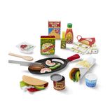 Melissa & Doug Fill & Fold Taco & Tortilla Set, 43 Pieces – Sliceable Wooden Mexican Play Food, Skillet, and More - Pretend Play Kitchen Toy For Kids Ages 3+, 16.1 x 12.0 x 2.75 Melissa & Doug