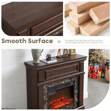 43" Electric Fireplace with Mantel, Electric Fireplace Heater, TV Stand w/Freestanding Electric Fireplace, Fireplace Mantel Wooden Surround for Living Room (Cherry) ZEIINPA
