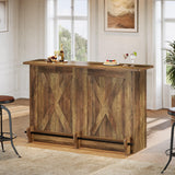 Tribesigns 63-Inch Bar Table, 2-Tier Bar Cabinet Height Pub Table with Footrest, Modern Coffee Cabinet for Home Kitchen, Large Home Unit Liquor Furniture, Bistro, Dining Room, Living Room, Brown Tribesigns