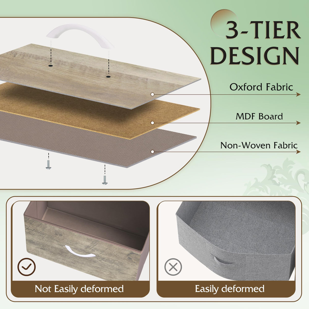 WLIVE Dresser for Bedroom with 5 Drawers, Wide Chest of Drawers, Fabric Dresser, Storage Organizer Unit with Fabric Bins for Closet, Living Room, Hallway, Greige Oak WLIVE