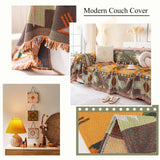 VClife Boho Sofa Covers, Sectional Couch Covers Breathable Cotton Linen Sofa Slipcover Washable Green Orange Geometry Sofa Couch Covers for L Shape Sofa - Farmhouse Sofa Covers with Tassel 71"x118" VClife