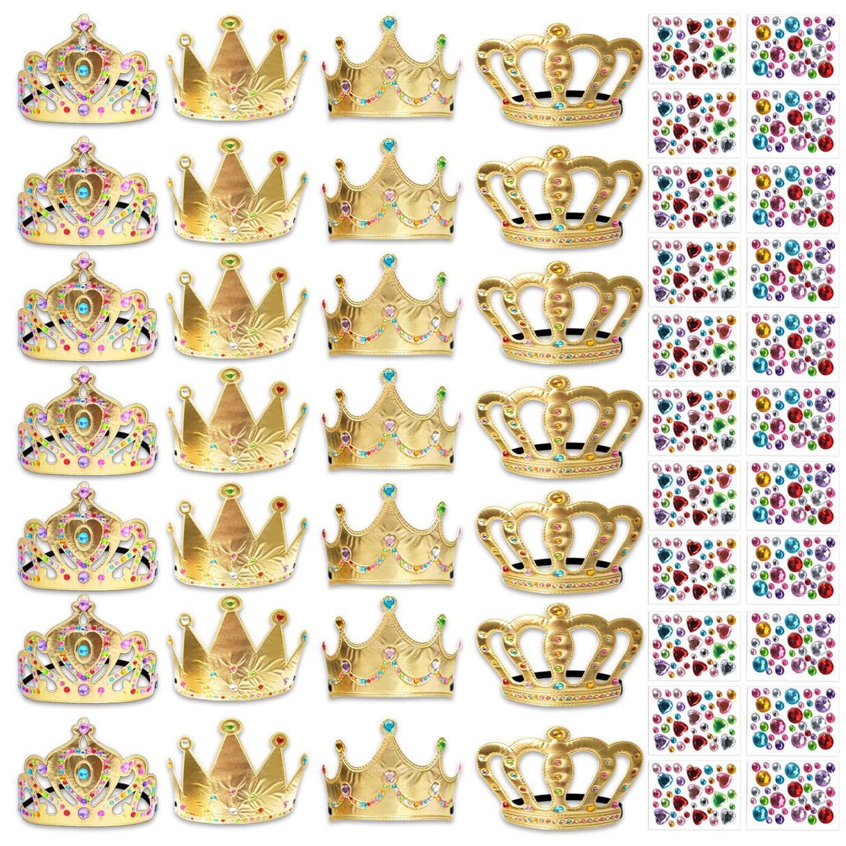 SENONAPO 50 Pcs Foam Crowns Kids Princess Tiaras Crowns Bulk with 2 Styles DIY Diamond Sticker Making Kits for Kids Birthday Party Supplies SENONAPO