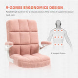 SEATZONE Home Office Chair Ergonomic Executive Desk Chair Comfortable Computer Chair with Flip-up Arms,Faux Fur Chair with Lumbar Support,Pink SEATZONE
