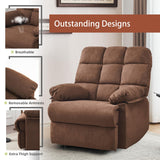 Ketaiyou Rocker Recliner Chair, Overstuffed Manual Rocking Recliner for Adults, Upholstered Comfy Soft Fabric Living Room Reclining Sofa Chair (Brown Fabric) Ketaiyou