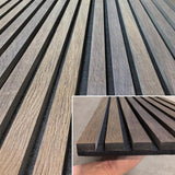 Acoustic 3D Panels for Interior Wall and Ceiling Decor, Soundproof Wood Accent Slat Fluted Noise Absorbing Panels Decorative for Bathroom, Bedroom, Smoked Oak Wood Veneer, 94.5" X 23.6" Each Box Kieacia