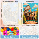 xcemhil 4 Pack Paint by Number for Adults Canvas with Wooden Frame, Paint by Number Kit for Adults Landscape, Famous City Paint by Numbers with Wooden Easel for Home Wall Art Decor Use 8x12 Inch xcemhil