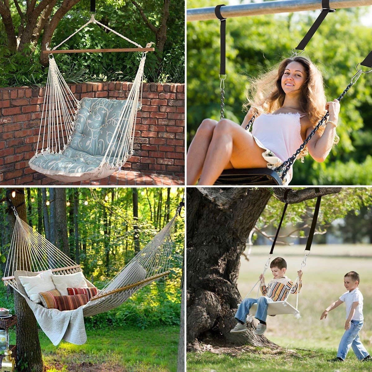 Tree Swing Hanging Straps Kit 4Ft, Robust, Reliable, and Flexible - Supports up to 2000 lbs - Effortless Setup with Sturdy Carabiners - Ideal for Hammocks, Swings, and Beyond LIVEKOOQ
