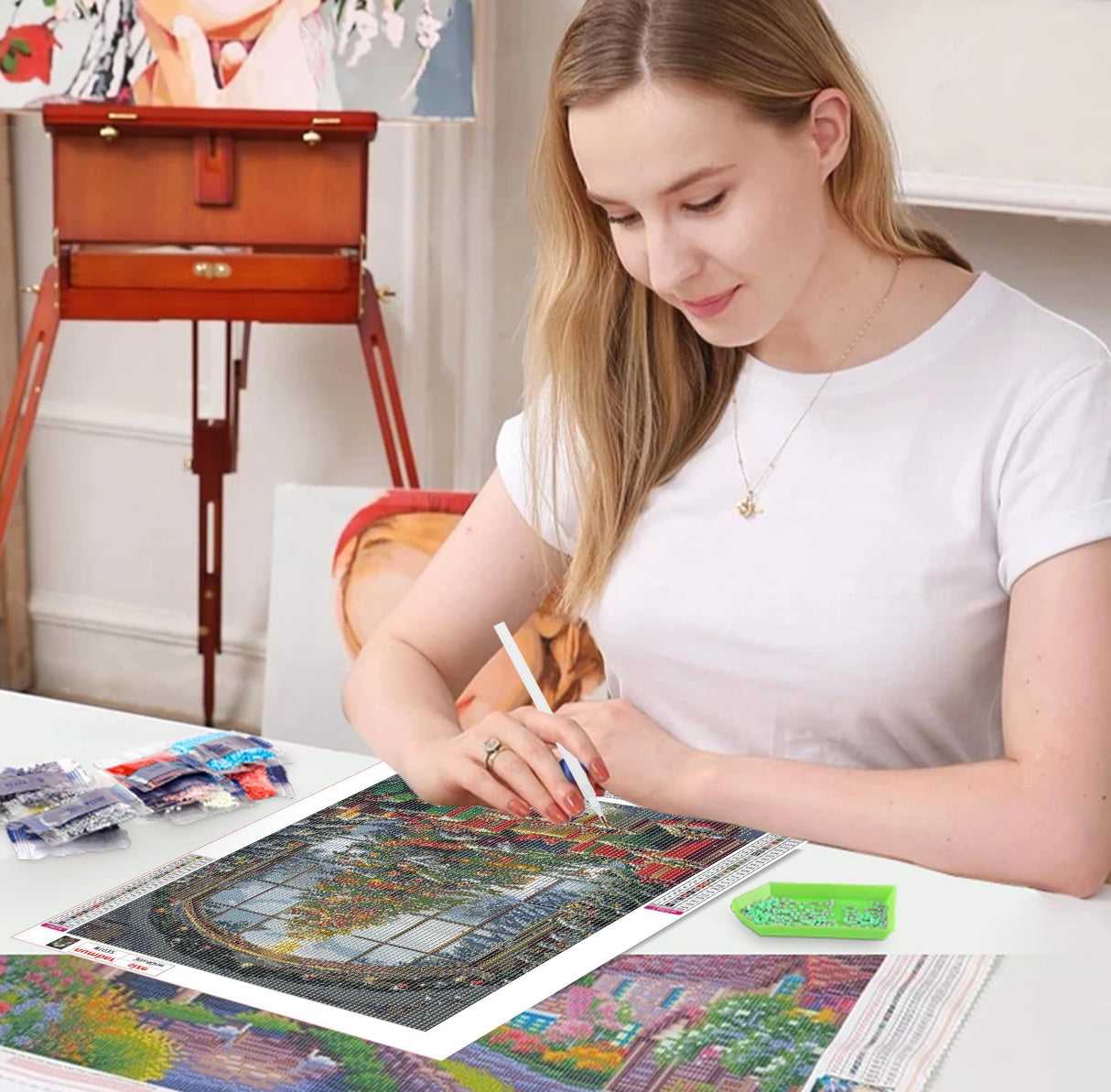 QENSPE Presents Diamond Painting,Diamond Art Kits for Adults,Christmas Tree DIY 5D Round Full Drill Diamond Art for Beginners,Diamond Dots for Adults,Home Wall Decor 12x16 inch QENSPE