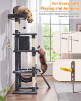 Yaheetech Large Multi-Level Cat Tree, 63 Inches Tall with Sisal-Covered Scratching Posts, Condo, Hammock, Dangling Ball, and Extended Platform for Cats to Play and Sleep Yaheetech